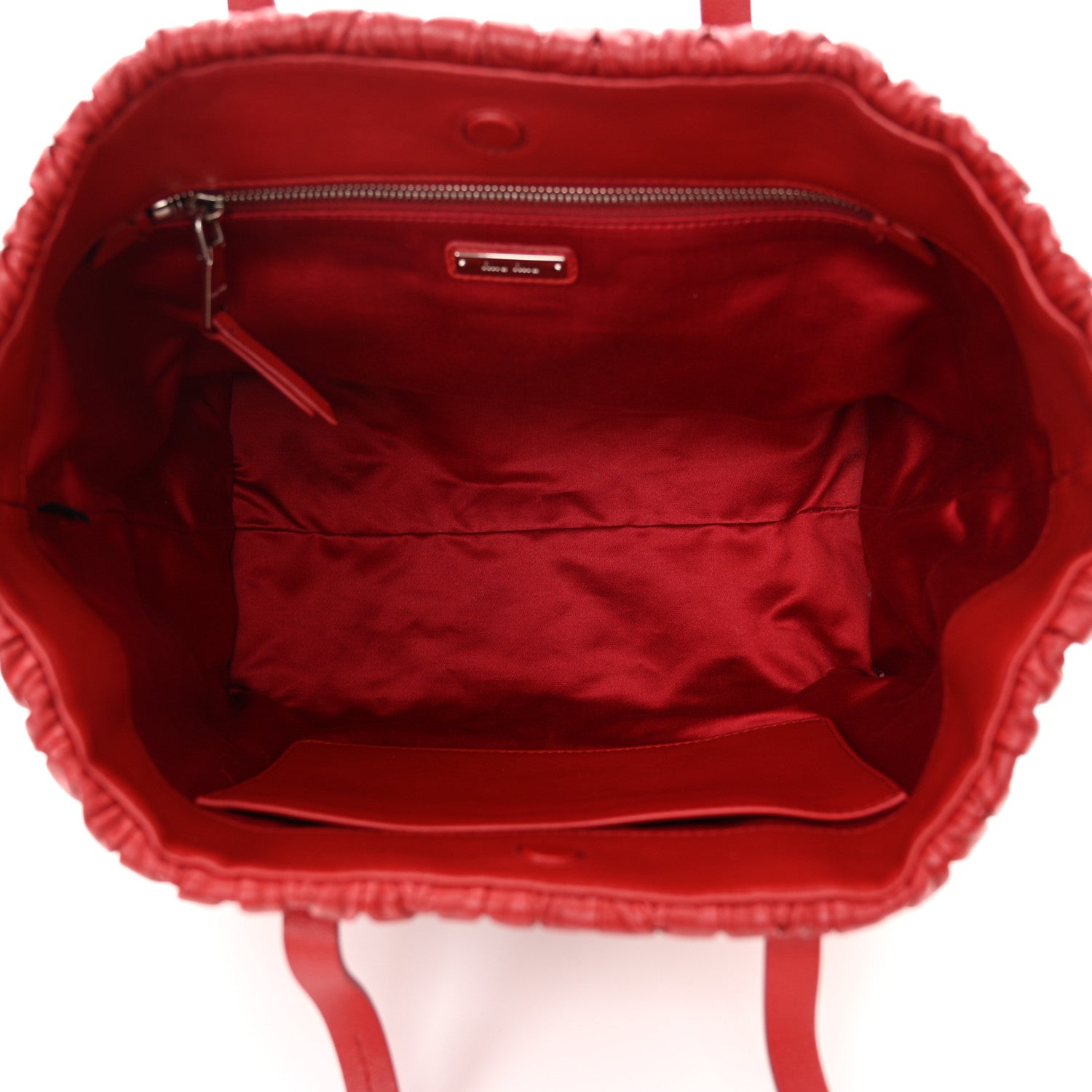 Miu Miu Nappa Matelasse Tote Fuoco 5 of 12
