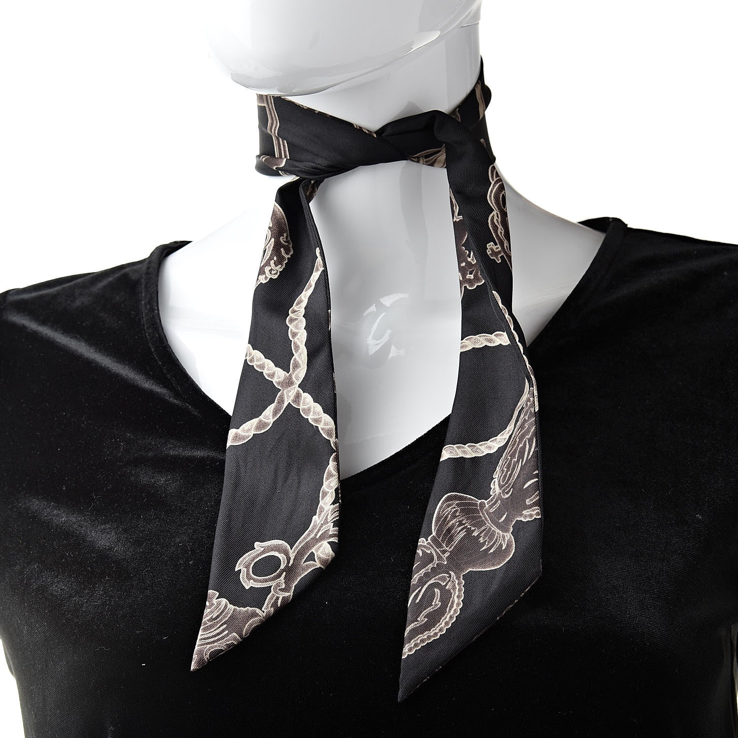 Hermes Silk Les Cles Twilly Black 2 of 3