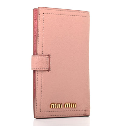 Miu Miu Goatskin Madras Vertical Wallet Orchidea 3 of 7