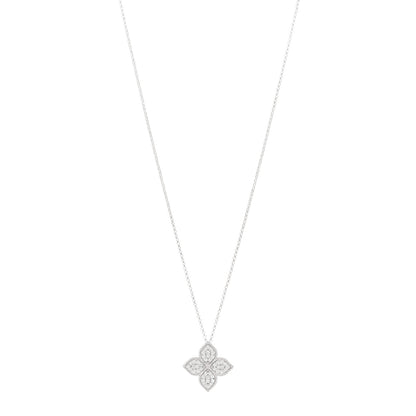 Roberto Coin 18K White Gold Diamond Large Venetian Princess Flower Pendant Necklace 1 of 5