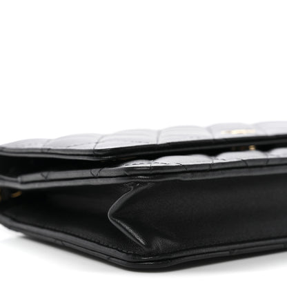 Chanel Lambskin Quilted Wallet On Chain WOC Black 10 of 12