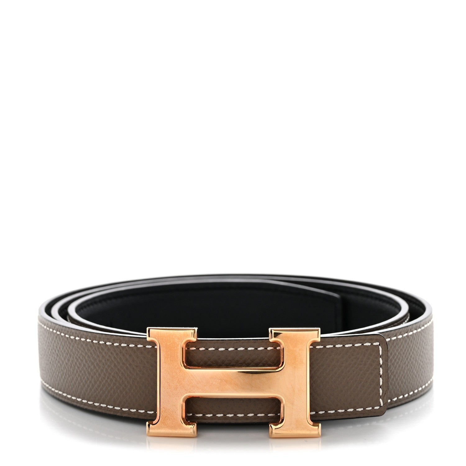 Hermes Swift Epsom Constance H Belt 85 34 Black Etoupe 1 of 5