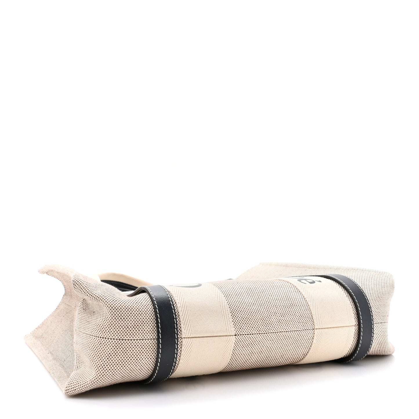 Cotton Calfskin Medium Woody Ribbon Tote White Black