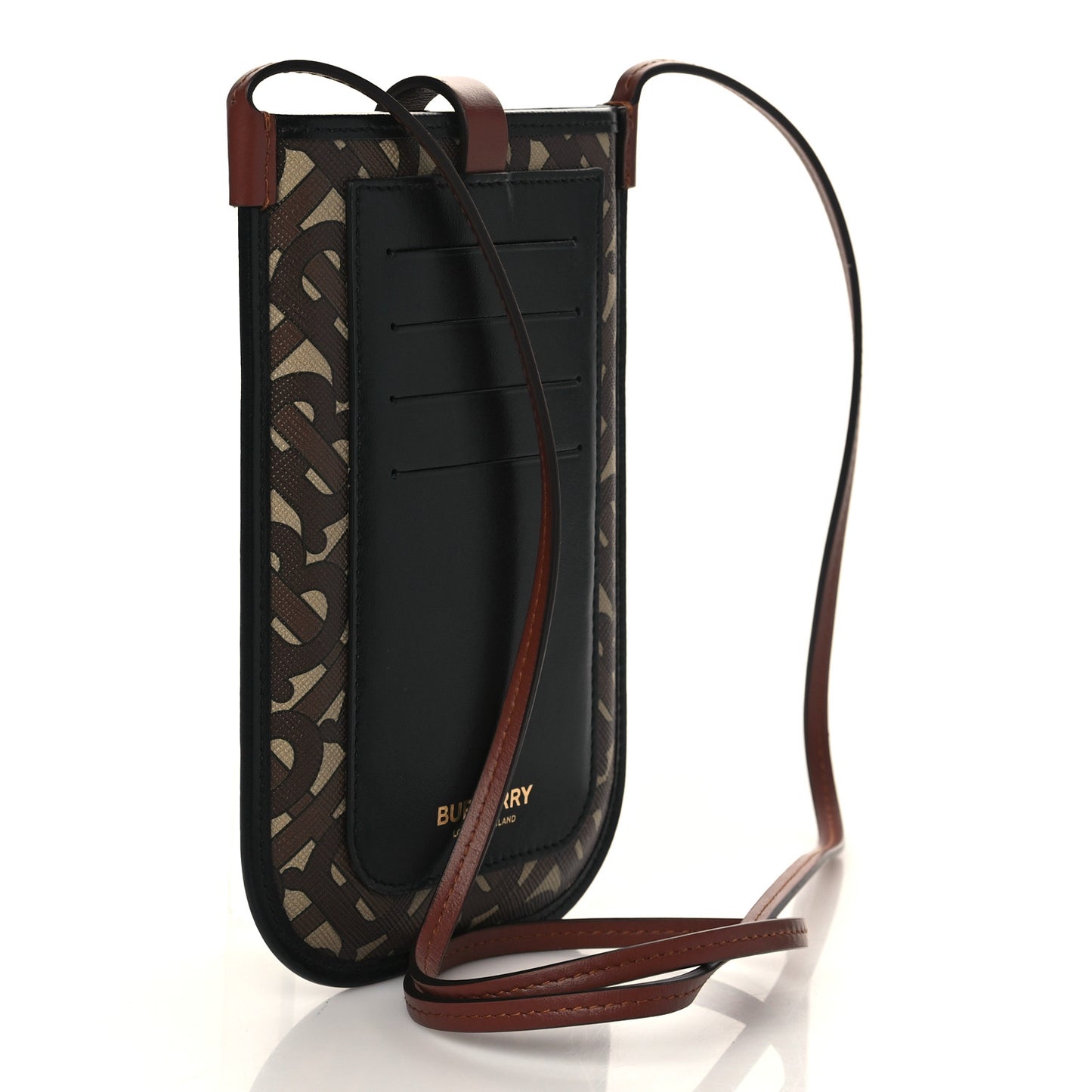 E-Canvas Monogram TB Anne Phone Case With Strap Bridle Brown