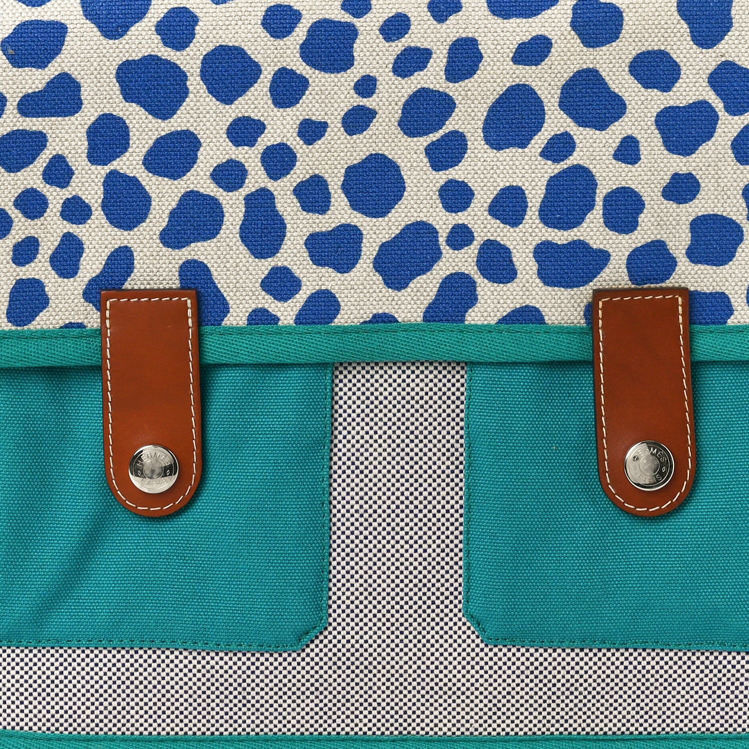 Hermes Toile Canvas Barenia Childrens Jeux Dans La Jungle Backpack Outremer 7 of 9