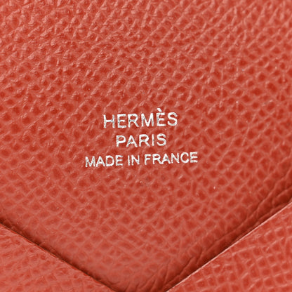 Hermes Epsom Calvi Card Case Rouge Venetian 6 of 8