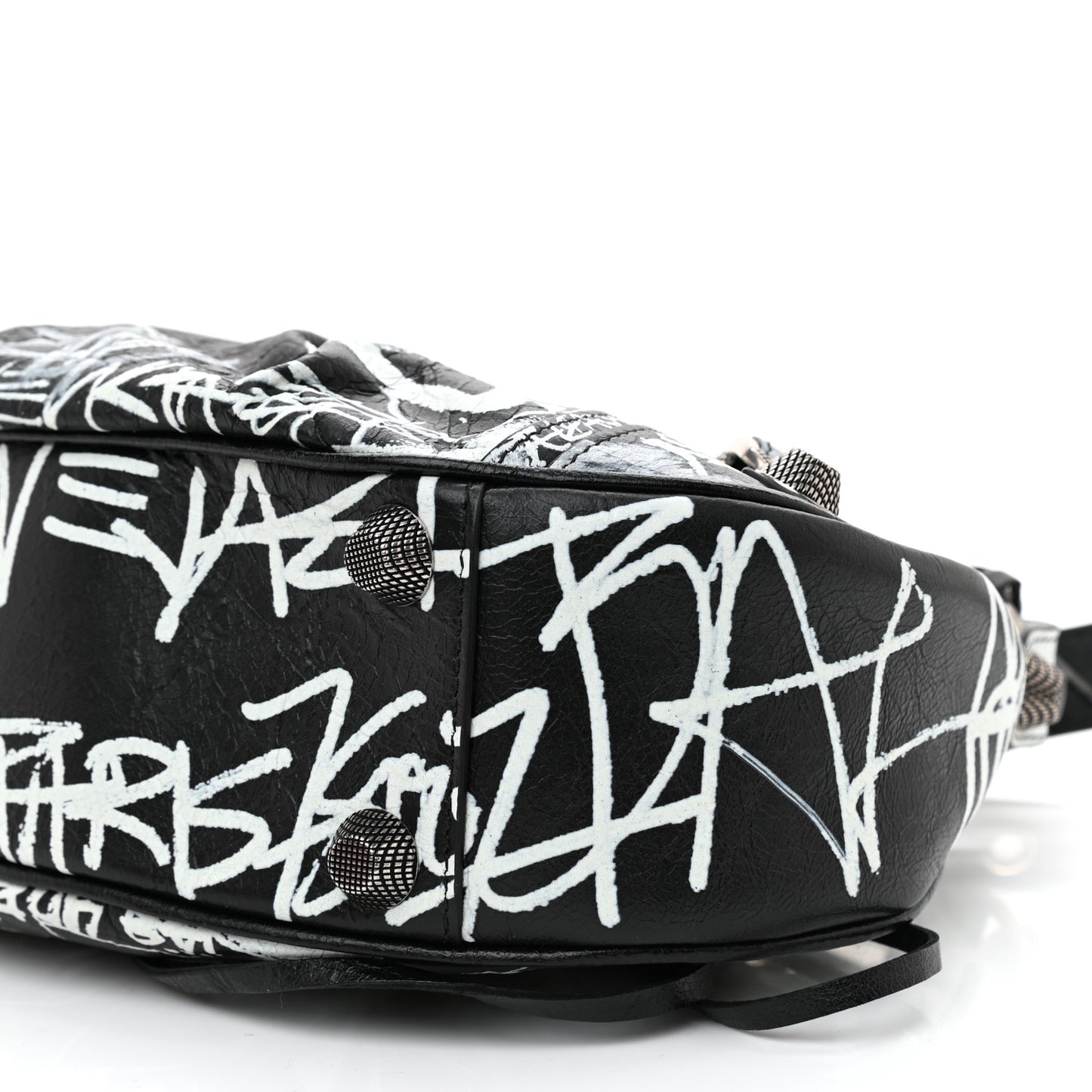 Agneau Arena Graffiti Small Le Cagole Shoulder Bag Black White