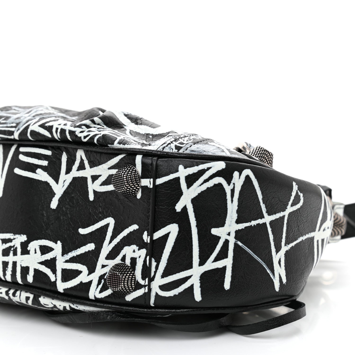 Balenciaga Agneau Arena Graffiti Small Le Cagole Shoulder Bag Black White 9 of 9