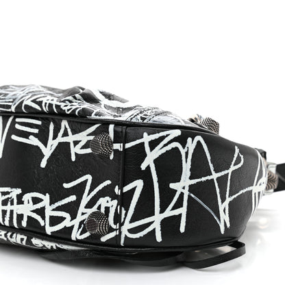 Balenciaga Agneau Arena Graffiti Small Le Cagole Shoulder Bag Black White 9 of 9