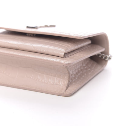 Saint Laurent Calfskin Crocodile Embossed Small Monogram Sunset Soft Nude 8 of 11