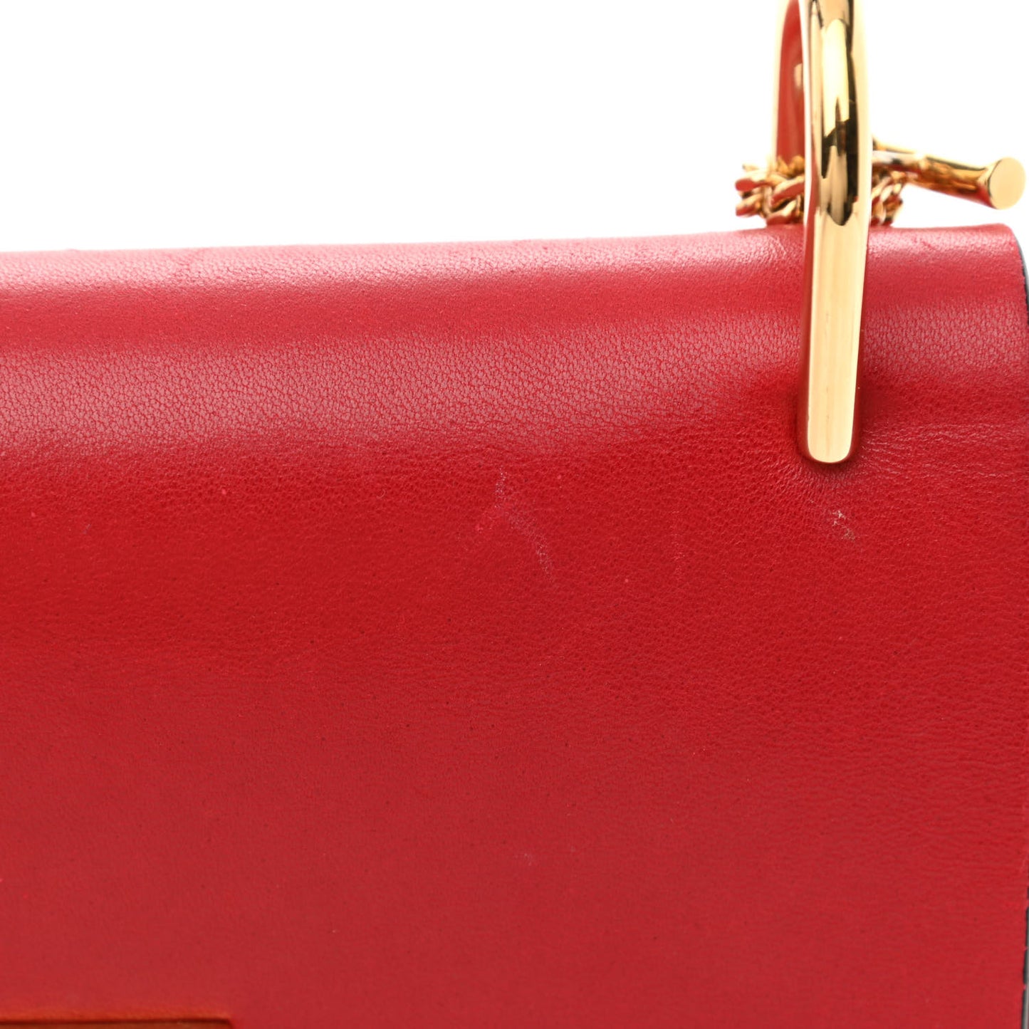 Grained Calfskin Lambskin Drew Shoulder Bag Red