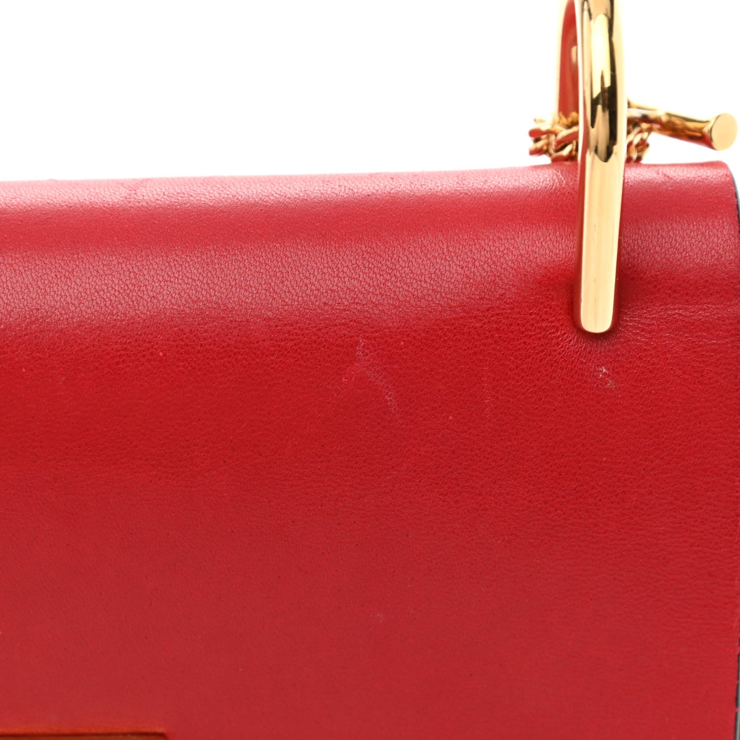 Chloe Grained Calfskin Lambskin Drew Shoulder Bag Red 11 of 11