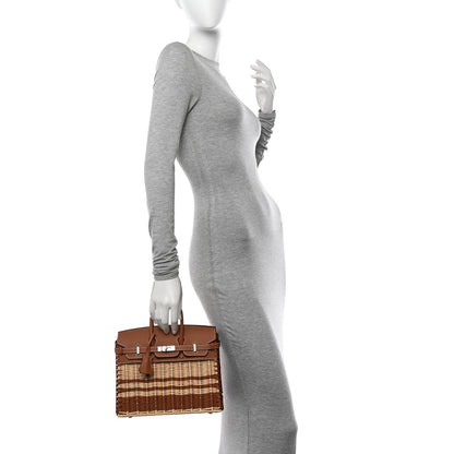 Hermes Wicker Swift Stripes Picnic Birkin 25 Naturel Gold 2 of 10