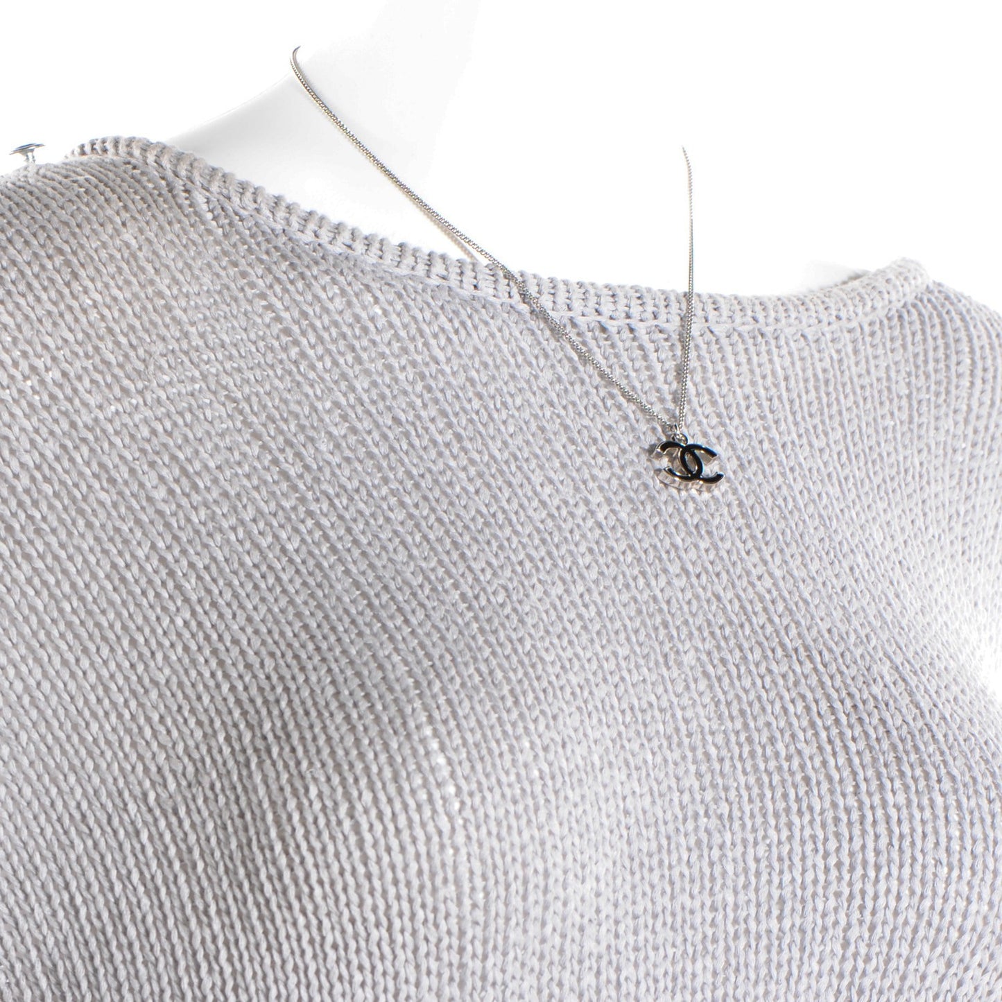 Enamel CC Necklace Black