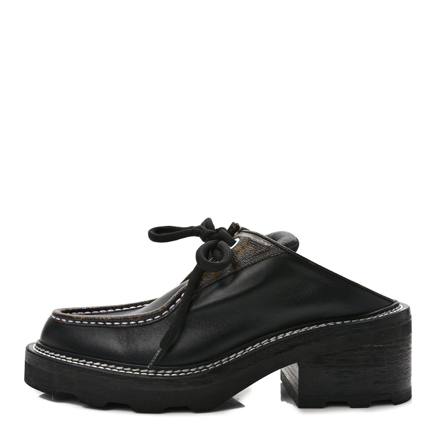 Calfskin Monogram Beaubourg Open Back Platform Derby Shoes 41 Black