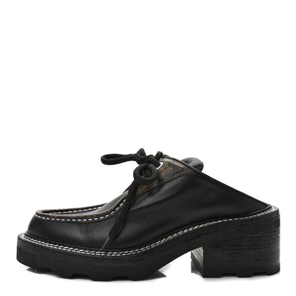Louis Vuitton Calfskin Monogram Beaubourg Open Back Platform Derby Shoes 41 Black 1 of 9