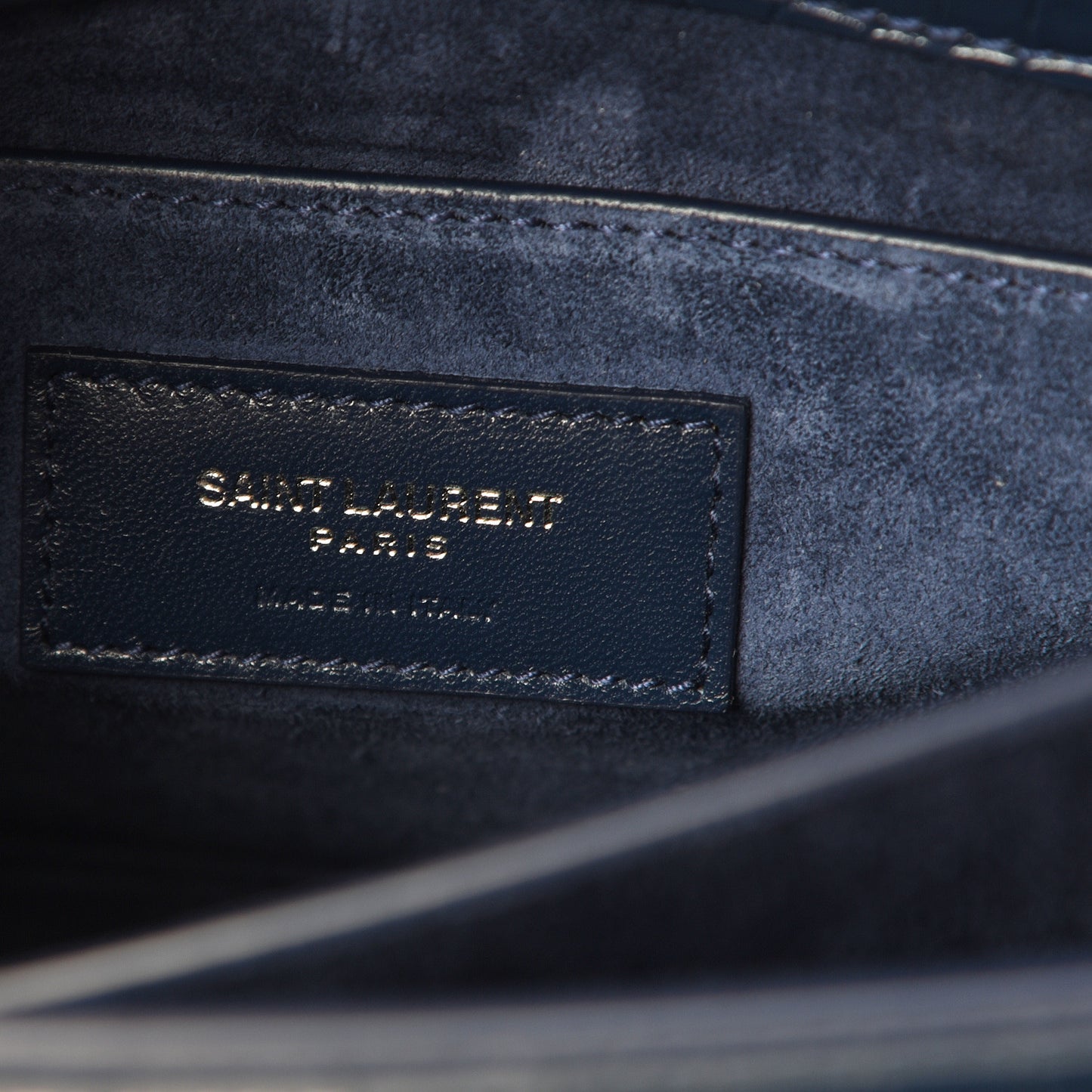 Calfskin Crocodile Embossed Medium Monogram Sunset Navy