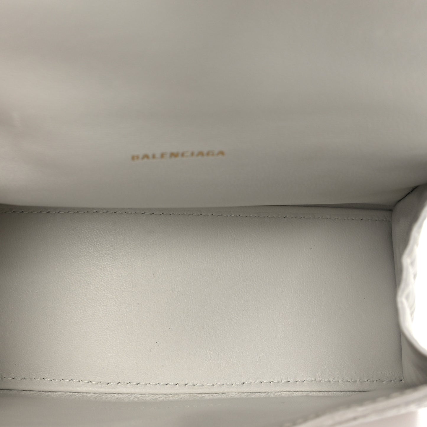 Shiny Calfskin Crocodile Embossed Hourglass Top Handle Bag XS White