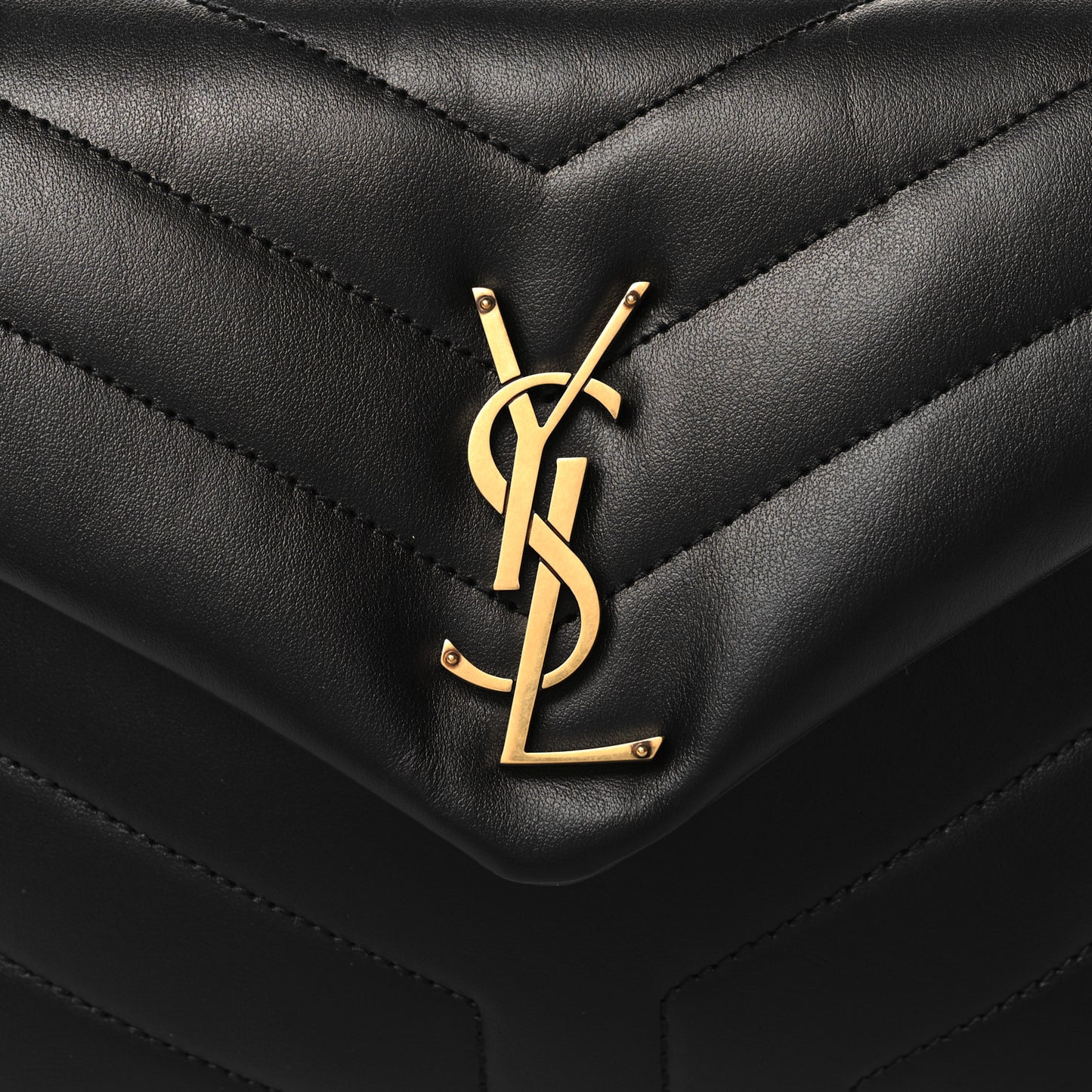Calfskin Y Quilted Monogram Small Loulou Chain Satchel Black