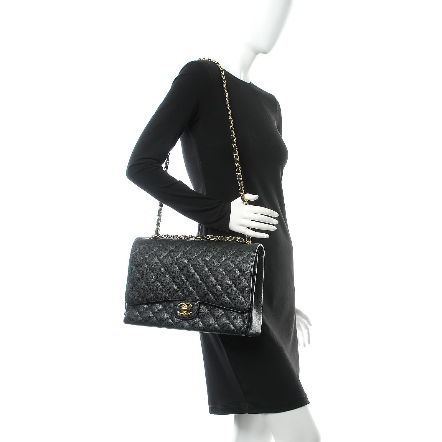 Chanel Caviar Quilted Maxi Double Flap Black 3 of 9