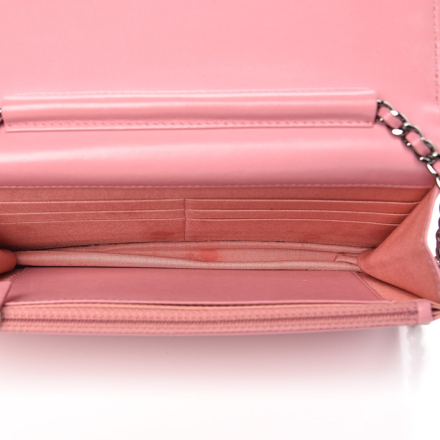 Lambskin Quilted Crossing Wallet on Chain WOC Pink