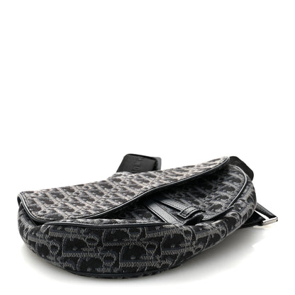 Christian Dior Oblique Mens Saddle Bag Black Blue 4 of 10