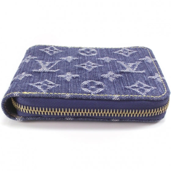 Denim Zip Compact Wallet Blue