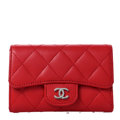 Chanel Lambskin Quilted Flap Card Holder Red 1 of 9