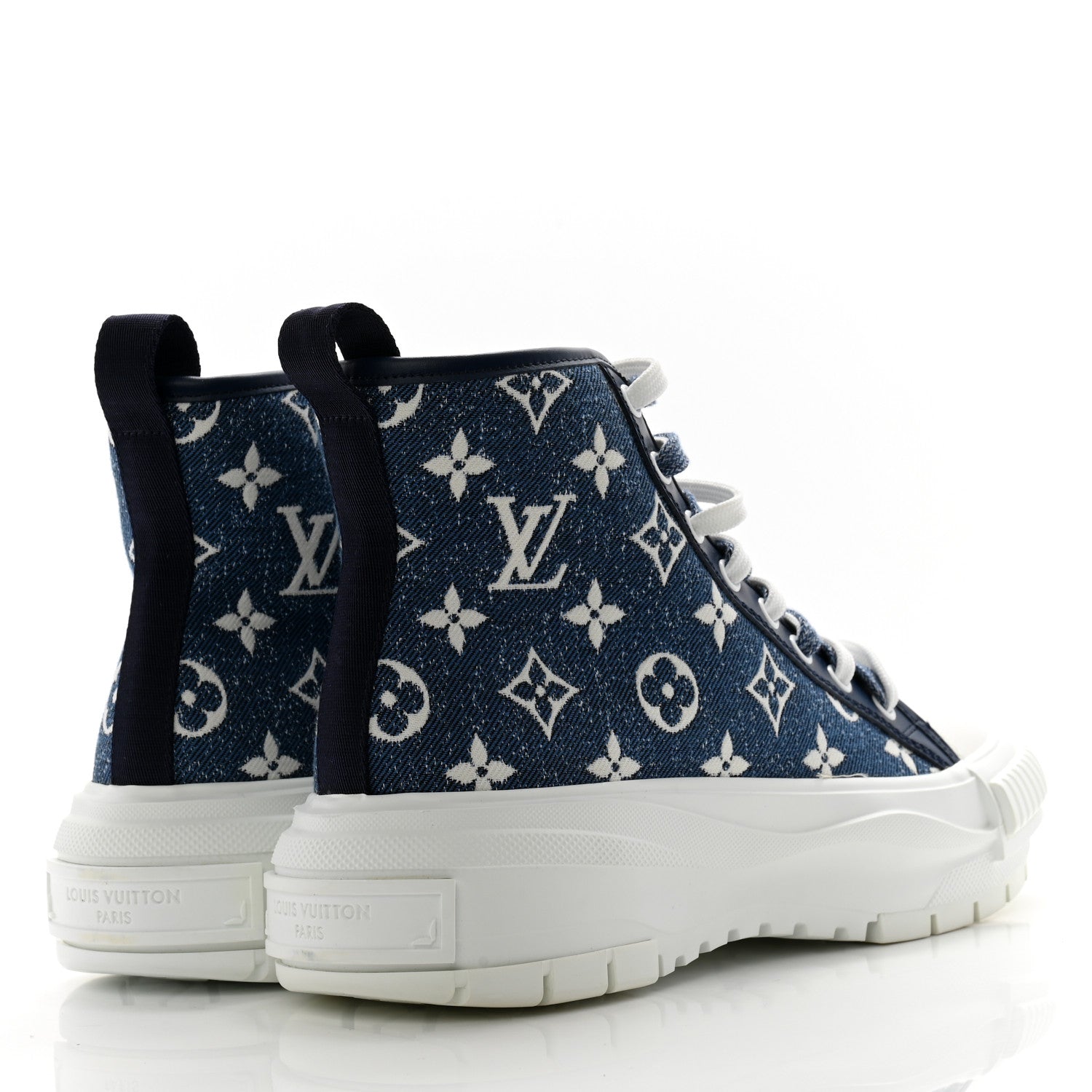Louis Vuitton Denim Monogram Squad Sneaker Boots 37.5 Marine 3 of 8