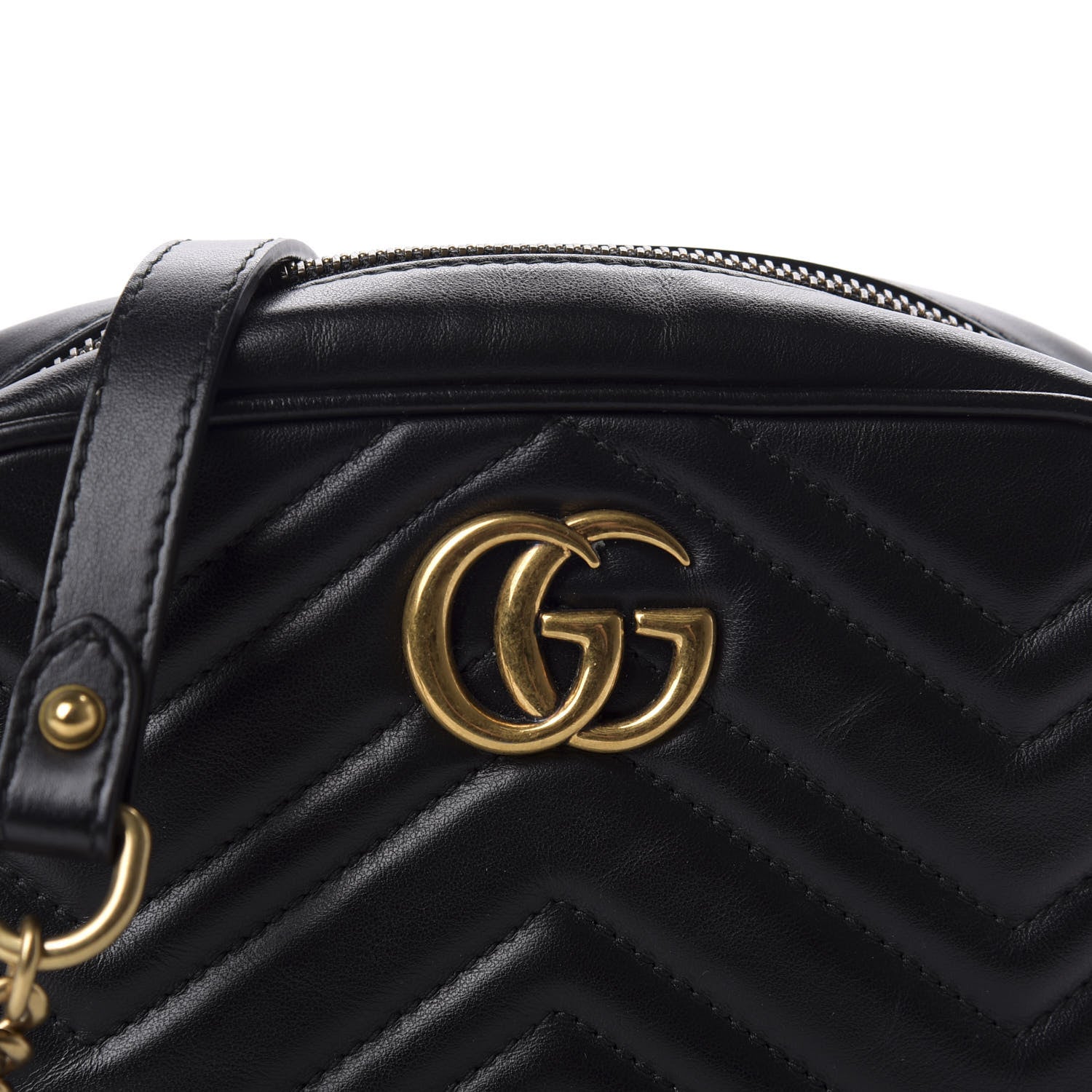 Gucci Calfskin Matelasse Mini GG Marmont Chain Shoulder Bag Black 10 of 10