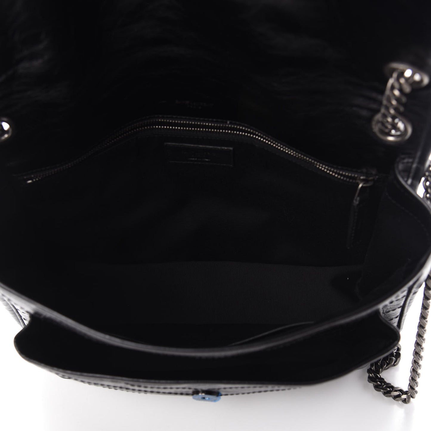 Crinkled Calfskin Matelasse Monogram Large Niki Chain Satchel Black