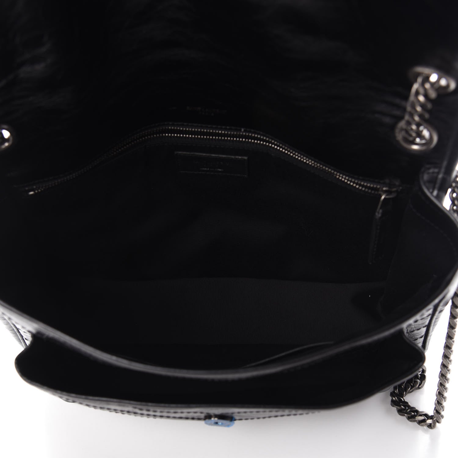 Saint Laurent Crinkled Calfskin Matelasse Monogram Large Niki Chain Satchel Black 5 of 9