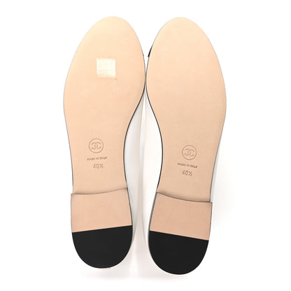 Chanel Lambskin Cap Toe CC Ballerina Flats 40.5 White Black 6 of 10