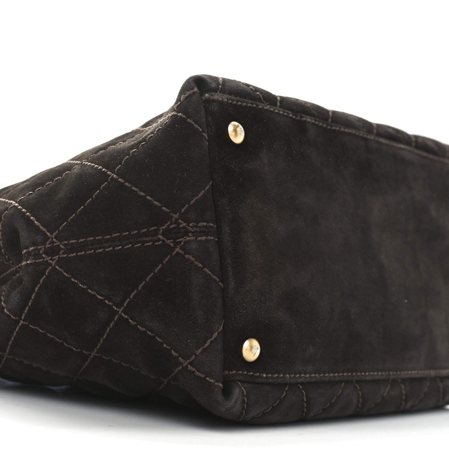 Suede Quilted Shopping Tote Brown