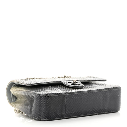 Chanel Metallic Snakeskin Medium Double Flap Light Blue 4 of 18