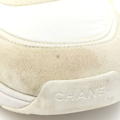 Chanel Suede Calfskin Fabric CC Sneakers 41 White 11 of 19