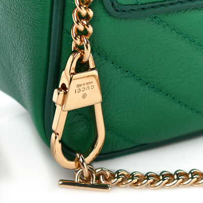 Gucci Azalea Calfskin Enamel Matelasse Diagonal Super Mini Torchon GG Marmont Shoulder Bag New Shamarock Emerald 9 of 11