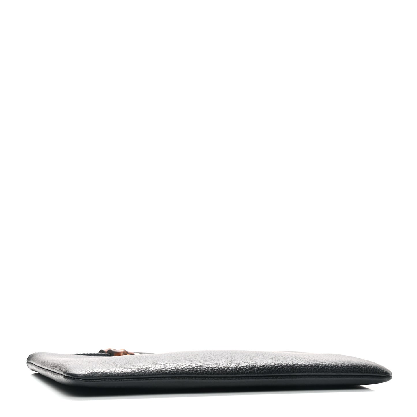 Pebbled Calfskin Large Bamboo Clutch Black