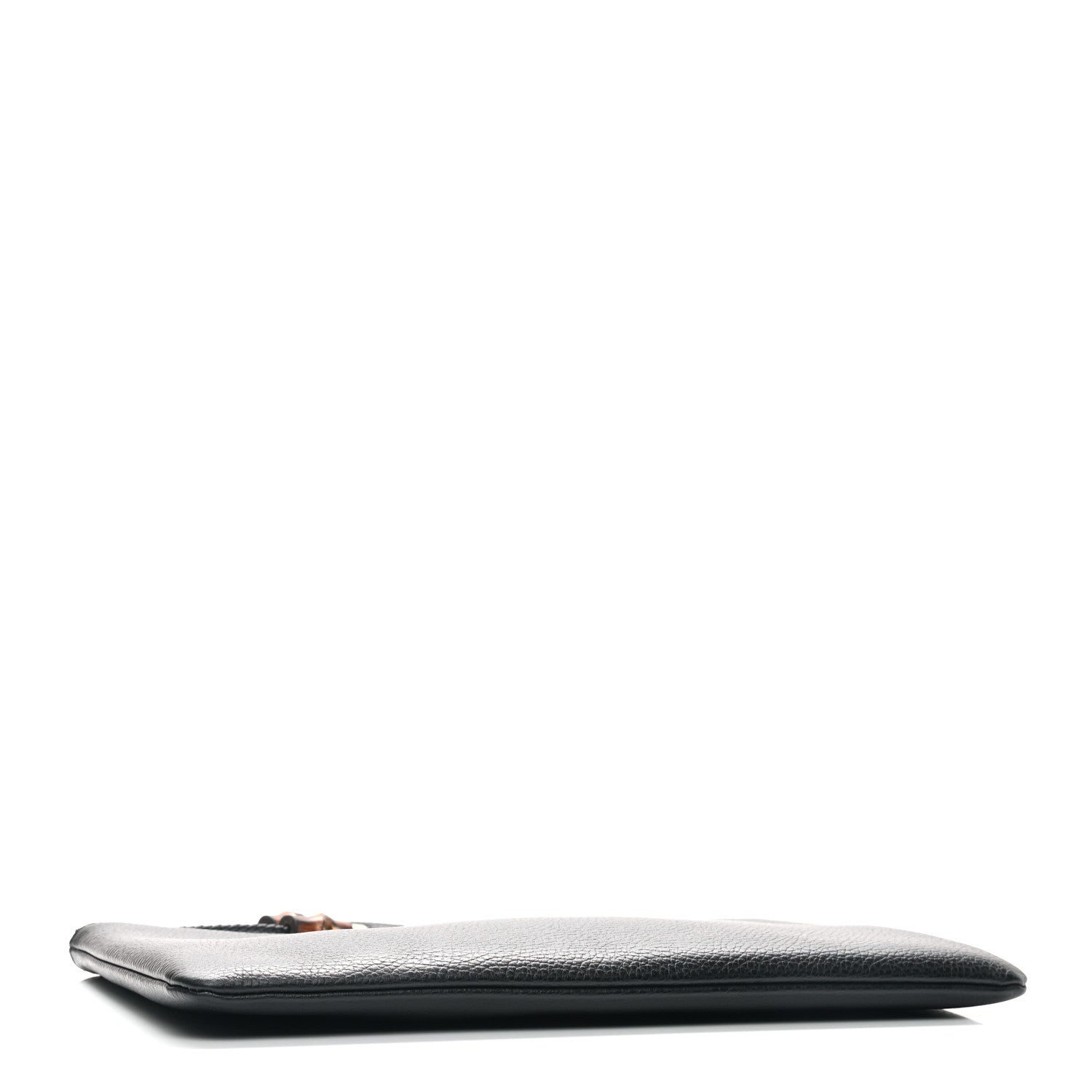 Gucci Pebbled Calfskin Large Bamboo Clutch Black 4 of 7