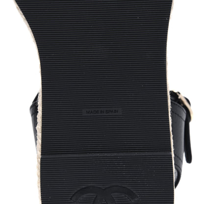 Chanel Lambskin CC Ankle Strap Espadrilles 38 Black 6 of 9