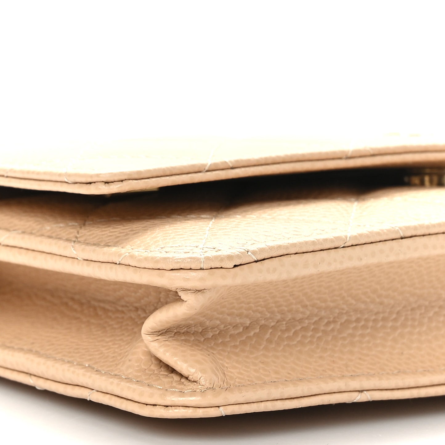 Caviar Quilted Wallet On Chain WOC Beige
