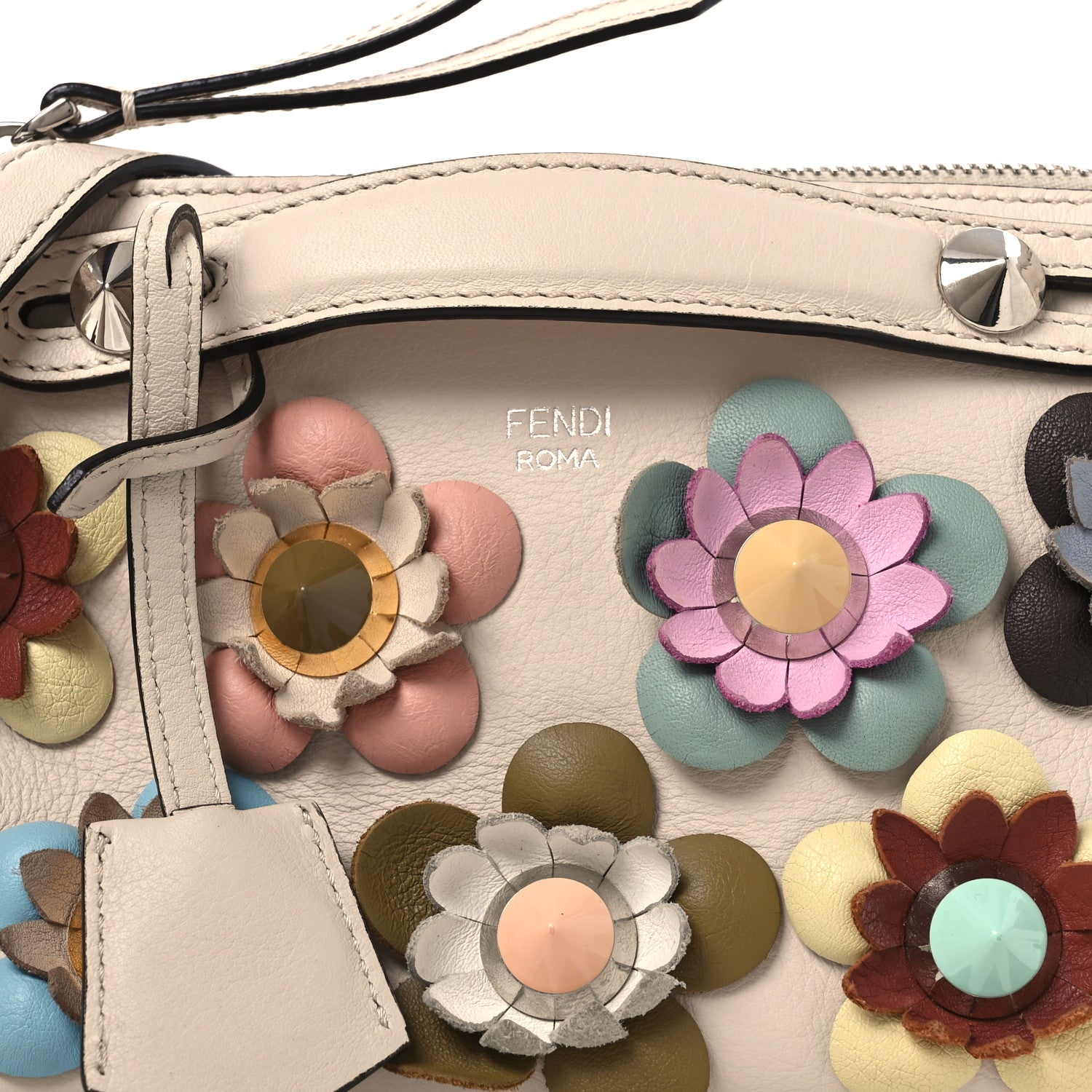 Fendi Vitello Dolce Flowerland Studded Mini By The Way Boston Bag Camelia Multicolor 15 of 23