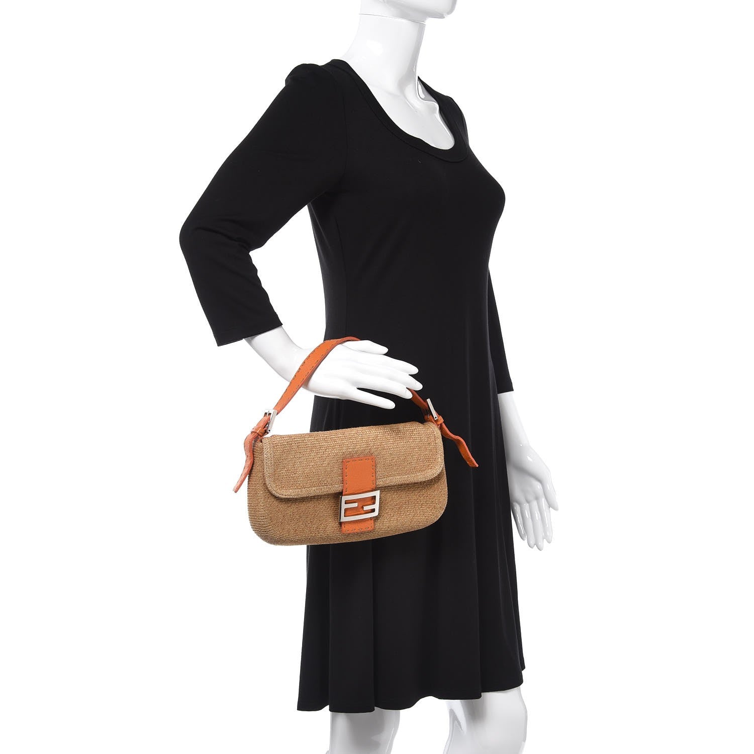 Fendi Raffia Baguette Orange 2 of 7