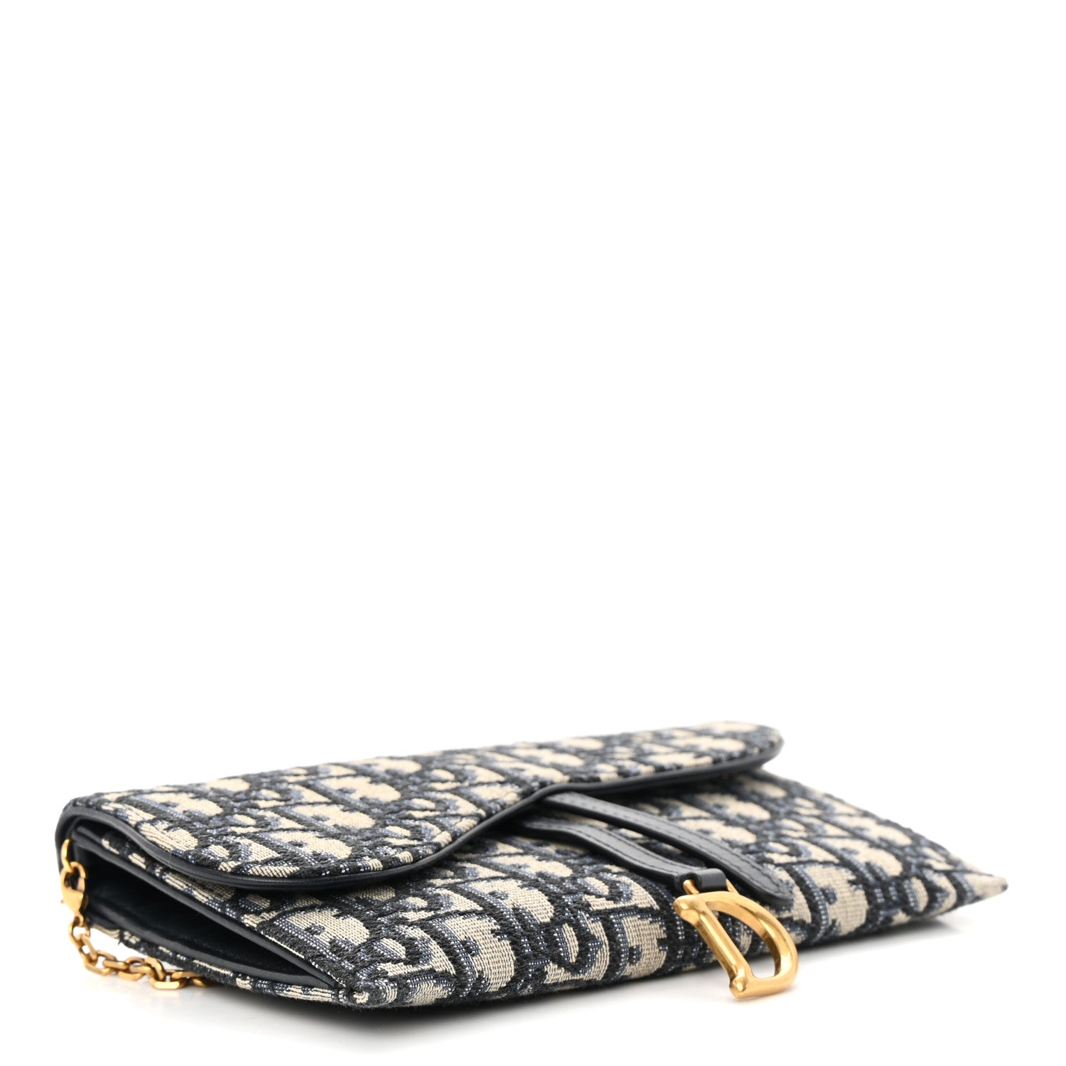 Christian Dior Oblique Saddle Chain Long Wallet Blue 5 of 13