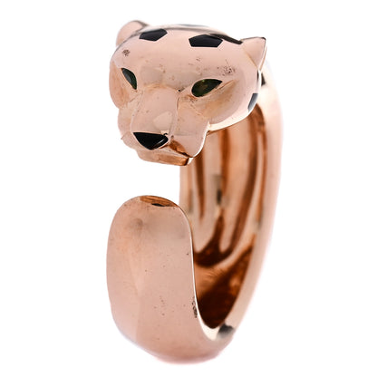 Cartier 18K Pink Gold Black Lacquer Tsavorite Black Onyx Medium Panthere De Cartier Ring 50 5.5 4 of 6