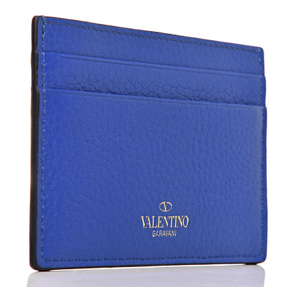 Valentino Garavani Pebbled Calfskin Rockstud Card Holder Acid Blue 3 of 9