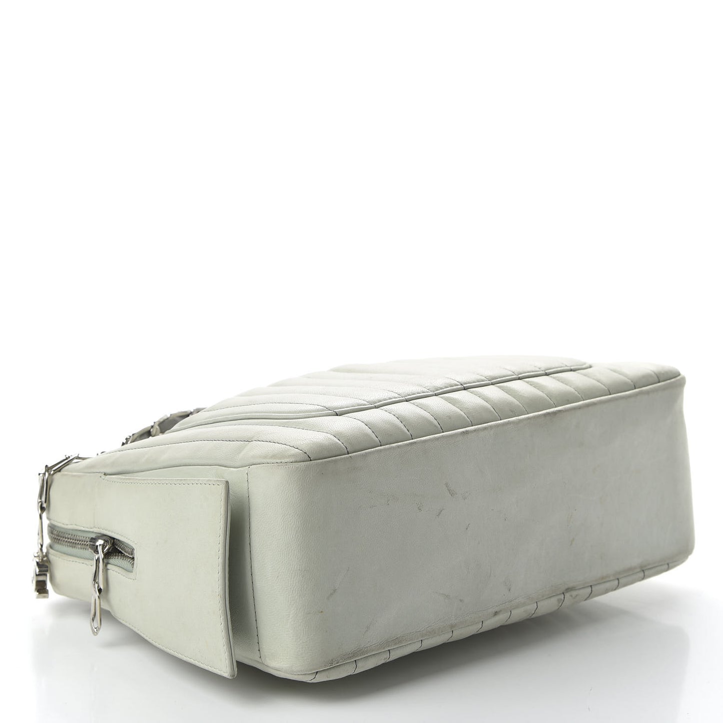 Lambskin Vertical Quilted Mademoiselle Camera Case Green