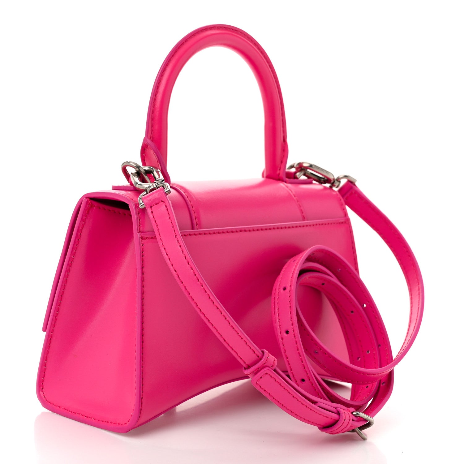 Balenciaga Shiny Box Calfskin Hourglass Top Handle Bag XS Acid Fuchsia 3 of 10