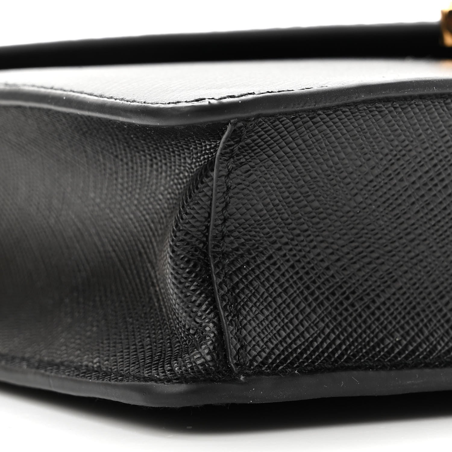 Prada Saffiano Lux Metal Triangle Logo Mini Envelope Chain Shoulder Bag Black 8 of 9