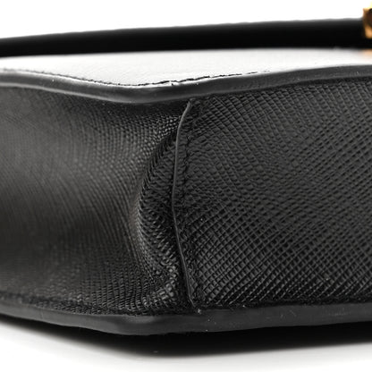Prada Saffiano Lux Metal Triangle Logo Mini Envelope Chain Shoulder Bag Black 8 of 9